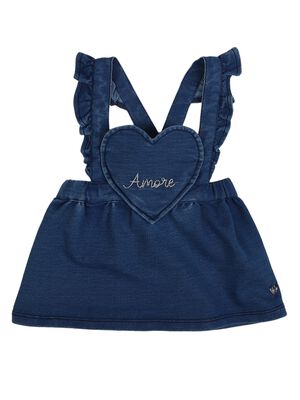 Girls Medium Blue Knitted Overall Skirt